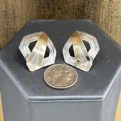 VINTAGE DeMARCAY STERLING SILVER 14K gold PIERCED POST MODERNIST EARRINGS