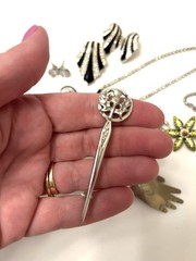 Vintage Silver Tone Rhinestones Earrings Pendant Avon Nina Ricci Lot Unbranded
