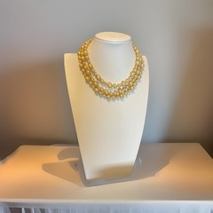 Vintage Unsigned Miriam Haskell Baroque Faux Pearl 3 Strand Necklace