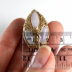 Ming’s Hawaii Lavender Jade Marquise 14K Yellow Gold Ring Size 7