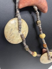Vtg. Polished Stone Necklace Fall Autumn Jewel Long Moon Bead Beaded Boho Strung