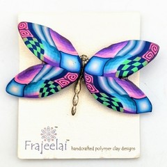 Butterfly Polymer Clay Handcrafted Design by Artist Lynne Manning Brooch Pin