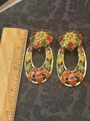 Vintage José Maria Barrera for Avon Convertible Floral Enamel Clip Earrings