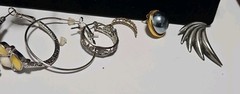 12 Prs Vintage Pierced Earrings Studs Fishhook Dangle Drop Hoops Mixed Lot
