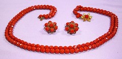 Double Strand ☆ Round Faceted ☆ Terracotta ☆ Glass Bead ☆ Necklace & Earrings
