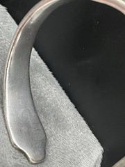 VTG. Hand Crafted Silver Plate Folk Art Hammered Fork Cuff Bracelet 7.25”