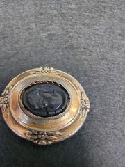 Antique Victorian Black Cameo Mourning Locket Gold tone