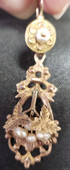 Victorian Style Gold Tone Metal Imitation Pearl? Pierced Earring One Only Single