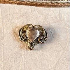 Antique Gold FIlled Heart Watch Holder Brooch
