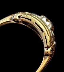 1920s Art Deco Floral Diamond Ring 14K-18K Two-Tone Gold Size 6.5