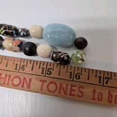 Single Strand Art Glass Multicolor Chunky Statement Long Necklace Maximalist Vtg