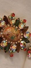 Juliana D & E Easter Egg Cabochon Rhinestone Brooch & Earrings Vintage Demi Set