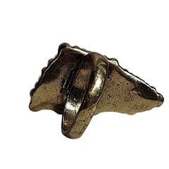 Vintage Fire Faux Opal Iridescent Triangle Blue/Black Gold Tone Ring 6.5
