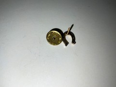 Antique Victorian 10K Solid Gold & Garnet Horseshoe Lapel Pin / Tie Tack Mint