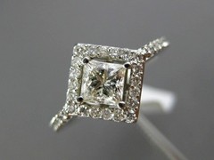 WIDE .99CT ROUND & PRINCESS DIAMOND 14KT WHITE GOLD HALO SQUARE ENGAGEMENT RING