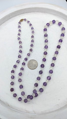 Vintage Amethyst Crystal Beaded Necklace Sterling Vermeil Clasp 32 Inch