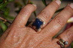 Art Deco 14K Rose and Yellow Gold Lapis Ring