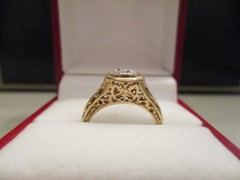 VINTAGE 10K YELLOW/WHITE GOLD DIAMOND FLORAL FILIGREE DOME RING Sz 6.25 – 2.88g
