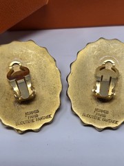 Vintage Hermès Paris Bijouterie Fantaisie Gold-Tone Sunburst Clip-On Earrings