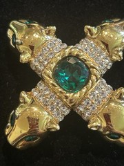 VTG Jackie Collins Maltese Cross Panther Brooch Signed