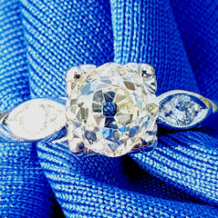 NATURAL EARTH MINED DIAMOND ORIGINAL Art DECO Engagement Ring PLATINUM Solitaire