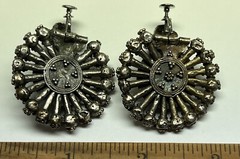 ANTIQUE ARMENIAN BYZANTINE REVIVAL OTTOMAN SAPHIRET COIN SILVER JEWELED EARRINGS