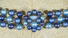 Vintage Japanese Aqua Blue Pearl Necklace (Faux ) Multi Strand Statement Jewelry