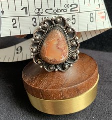 Mexican Fire Opal Ring S 7.75 Natural Red Flash Cantera Opal 925 Sterling Silver