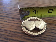 Vintage Antique Gold-tone MOTHER WASHINGTON DC Brooch Pin Double Hearts Arrow