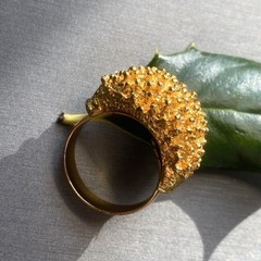 Vintage Cocktail Ring Estate Jewelry Pre-owned Sea Urchin Dome Gold Plated Sz 7