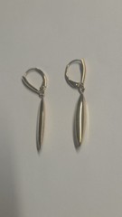 Solid 14kt Gold Earrings Elongated Dangle Lever hoop back Vintage Jewelry Summer