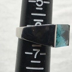 Vintage Signed LL 925 Sterling Silver Aqua Rhinestone Crystals Ring Varied sizes