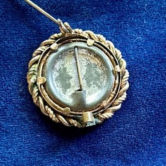 Antique Victorian Photo Brooch Date Inscribed Young Girl Mourning C-Clasp Pin