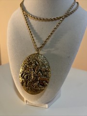 Vintage Revlon Perfume Locket Intimate Heirloom Gold Tone Chain Necklace