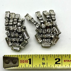 Vintage Tassel Earrings Art Deco Revival Baguette Rhinestone Clip Ons 1.5″