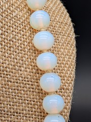 VINTAGE OPALITE OR OPALINE OPALESCENT GLASS BEAD NECKLACE HAND KNOTTED 23″