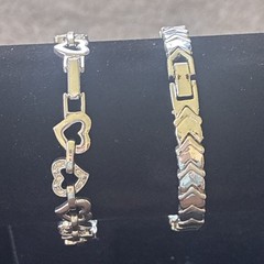 Lot Of 4 Four Vintage Avon Silver Plated Tennis Bracelets Easy Close Hearts CZ