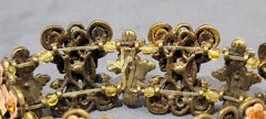 Vintage Enamel Floral Panel stretch brass tone bracelet