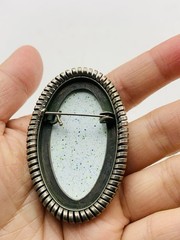Vintage Silver Tone Russian Finift Hand Painted Porcelain The Snow Maiden Brooch