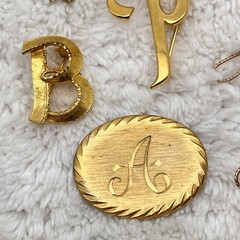 Vintage Monogram Brooch Lot of 6 Metal Pins Various Styles