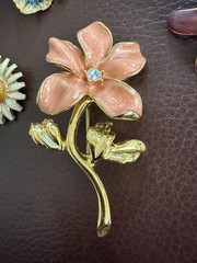Joan Rivers Brooch Lot Garden Party Enamel Interchangeable Flower Bird Gold Tone