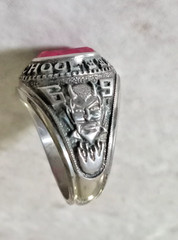 1969 Chaffee School Red Devils Class Ring Sterling Silver Red Stone size 9.75-10