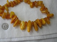Antique Chinese Baltic Butterscotch Egg Yolk Amber Big Beads Necklace 74 Grams