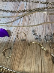 Vintage Estate Jewelery Lot Untested Gold Plated Chains 18 K GP Bail, 925