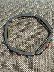 Vintage R.J. Graziano Multi Cabochon Stone Stretch Bracelet Gold Tone VTG 2.25”