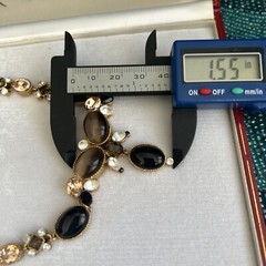 Vtg. Sign One Ligne (Paris) Gold Tone Warm Colors Necklace 16” Nice