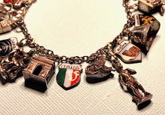 European Travel Silver Charm Bracelet & 17 Charms, 925 to 800 Silver, Some Rare