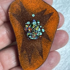 Enamel On Copper Picasso Abstract Vintage Multicolor Brooch•Pendant 2.25”Artisan