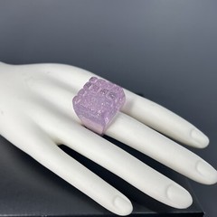 Chunky Lucite Square Ring Lavender Sparkle Cube Size 8 Retro Statement Runway