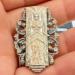 VTG Art Deco Egyptian Revival Goddess Earrings Pot Metal Statement 1.75″